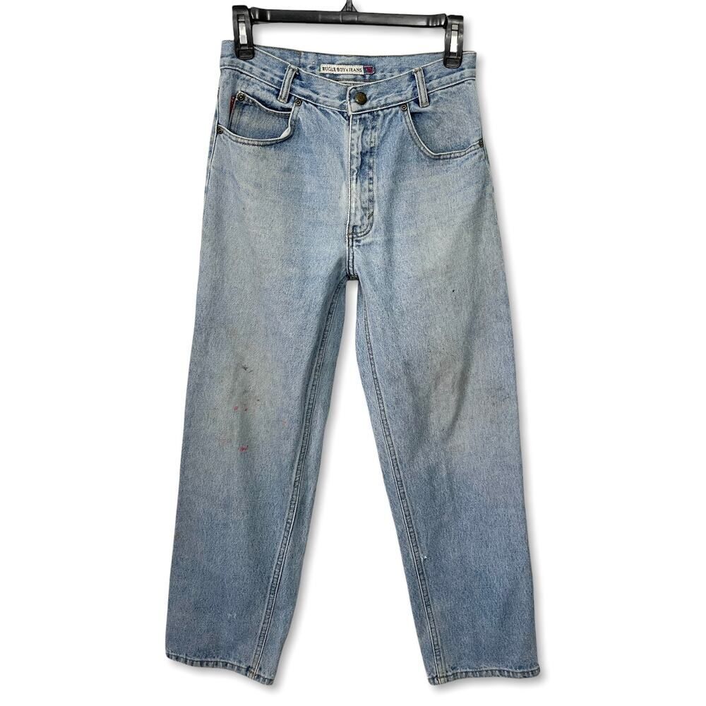 Bugle Boy VINTAGE High Rise Jeans Womens Sz 16 R Light Wash Faded 100% Cotton